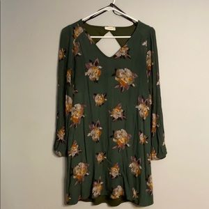 Green floral long sleeve dress